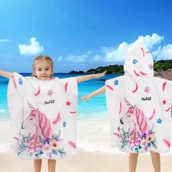 Baby Cartoon Printing Bathrobe Girls Unicorn Beach Towel Boy Shark Dinosaur Bath Towel Kids Hooded Cape Towel Children Bath Item