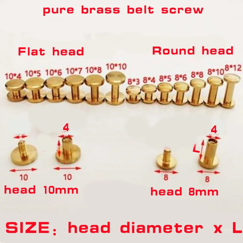 10 مجموعات الصلبة حزام من النحاس المسمار ملزمة شيكاغو كتاب مسامير مسمار مسمار المسامير لألبوم الصور الجلود الحرفية ترصيع رئيس 8 مللي متر/10 مللي متر