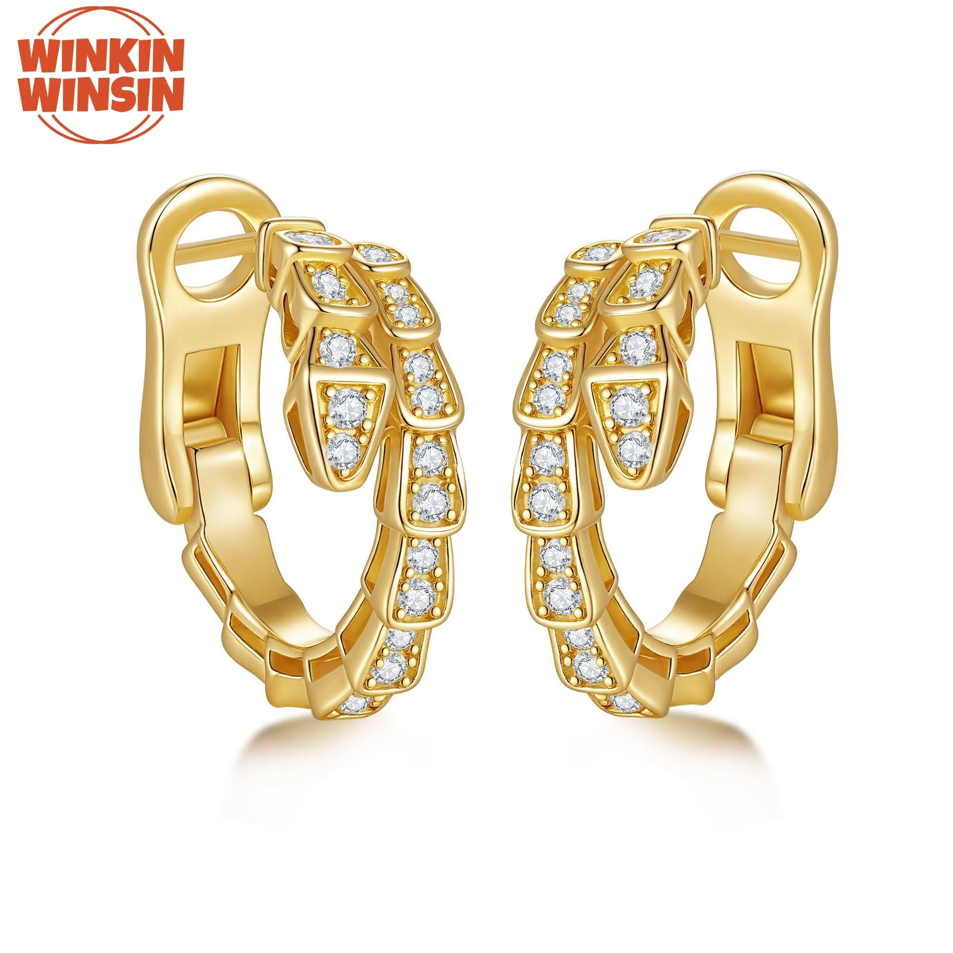 Winkin Winsin Brand Luxury Designer GRA Certificate Earrings Women S 925 Sterling Silver Snake Bone Moissanite Earrings Jewelry