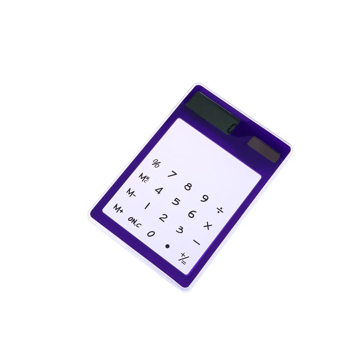 Solar Calculator Touch Panel Transparent Design Purple Portable Lightweight Compact for School Home Office Use 8-Digit LCD