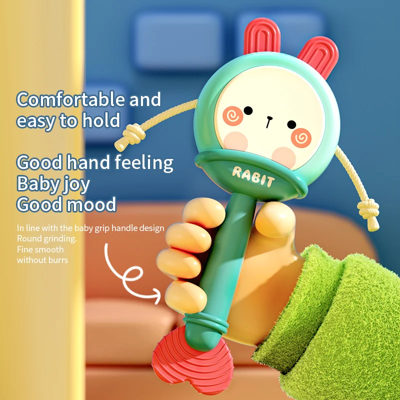 Baby Drum-shaped Rattle Toys for Kids Grip Training Manhattan Ball Hand Rattle Teether Food Grade Children\'s Educational Toys