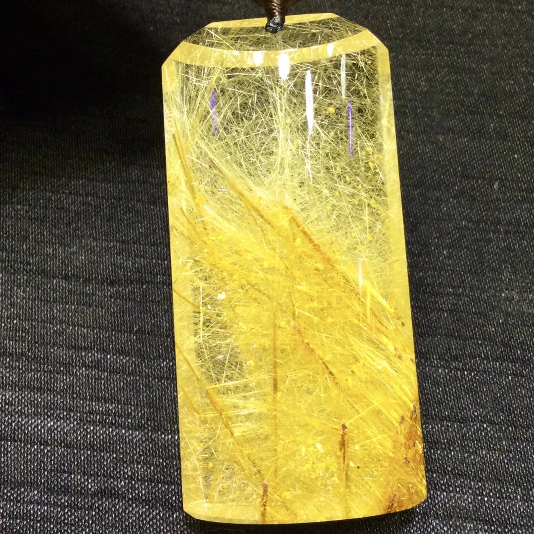 Natural Gold Rutilated Quartz Pendant 50.5*25*15mm Flower Round Rutilated Quartz Jewelry Flower Love Women Brazil AAAAAAA