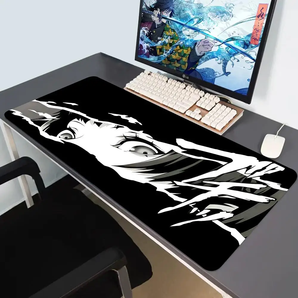 

1pc Large Anime Black White Eyes Design Mouse Pad Non-Slip Stitched Edge Desk Mat for Gaming Home Office, Ideal Gift