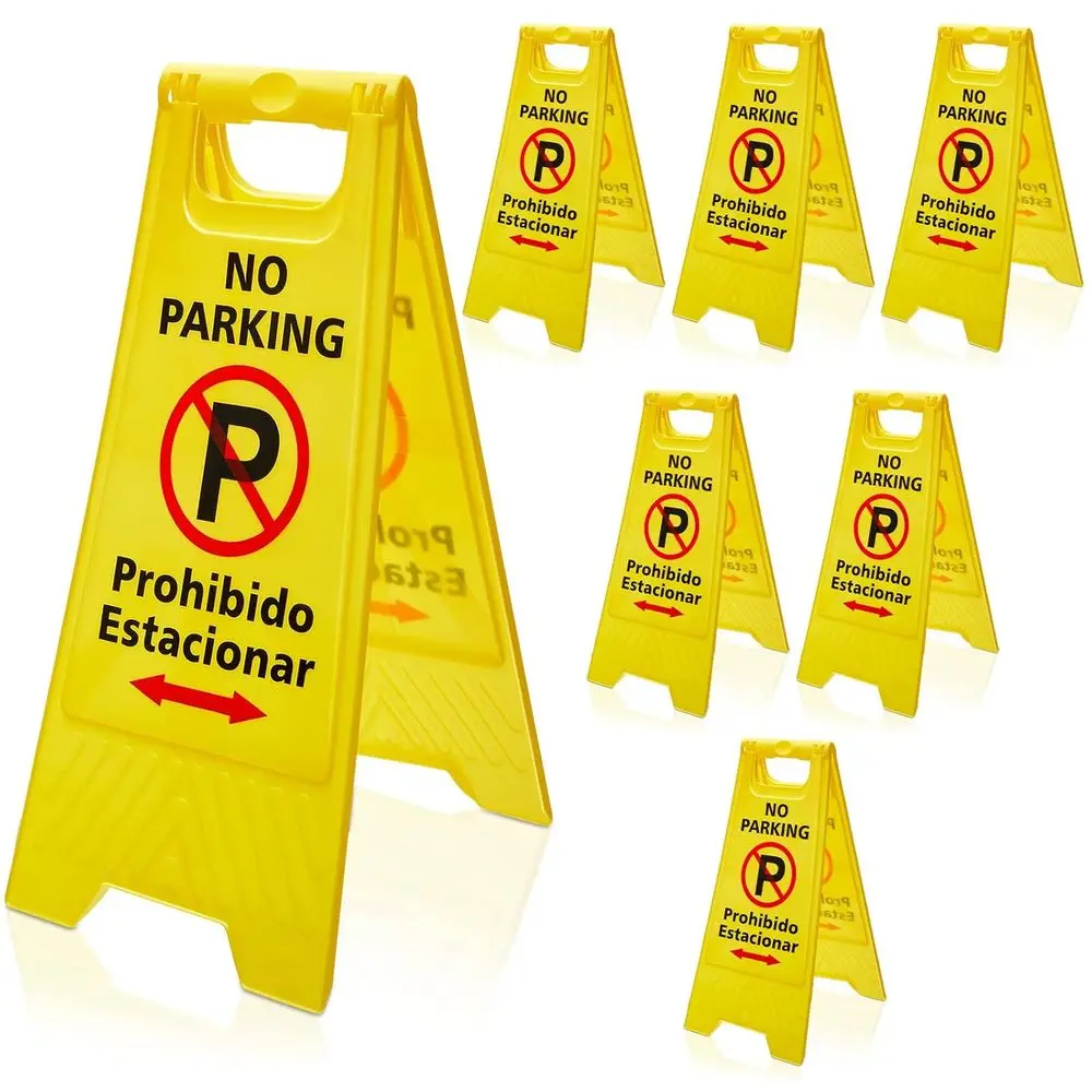 

6 Two Sided No Parking Signs Outdoor Folding Floor Sign for No Parking Plastic Self Standing No Parking Sign for Restaurants Bus