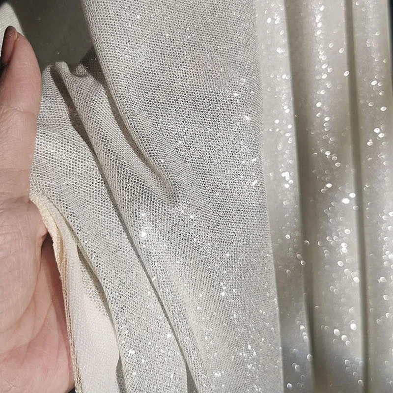 Super Glitter Tulle Fabric Knitted By Meters for Designer Clothing Dresses Sewing Shiny High-grade Cloth Anti-wrinkle Thin Drape