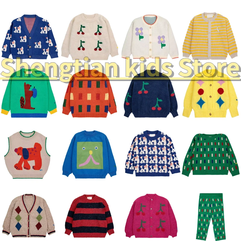 

AW24 Kids Knit Sweaters Boys Boys Girls Cute Print Fashion Cardigan Baby Child Cotton Outwear Tops Clothing