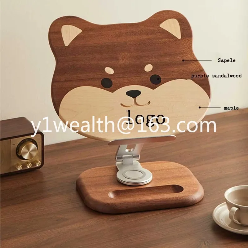 Solid wood children's desktop reading bracket Wooden mobile phone rotating bookshelf Ipad