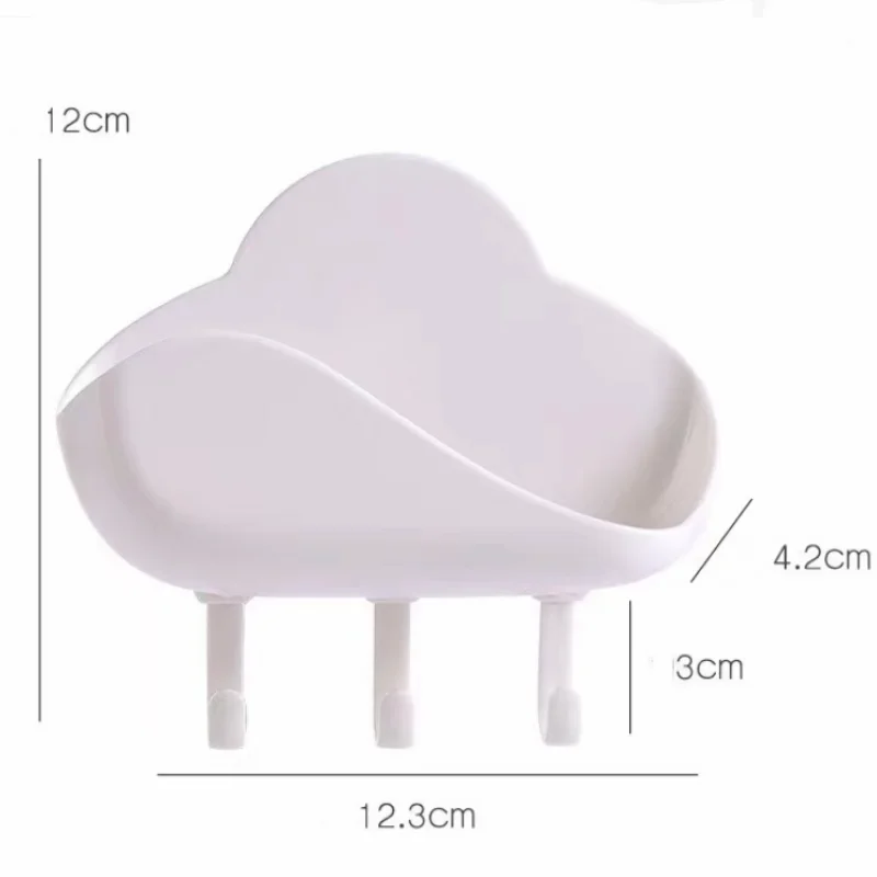 Creative cloud Soap Holder Plastic Self Adhesive Sponge Drain Box With three wall hanging hook Cleaning Brush  Bathroom Supplies