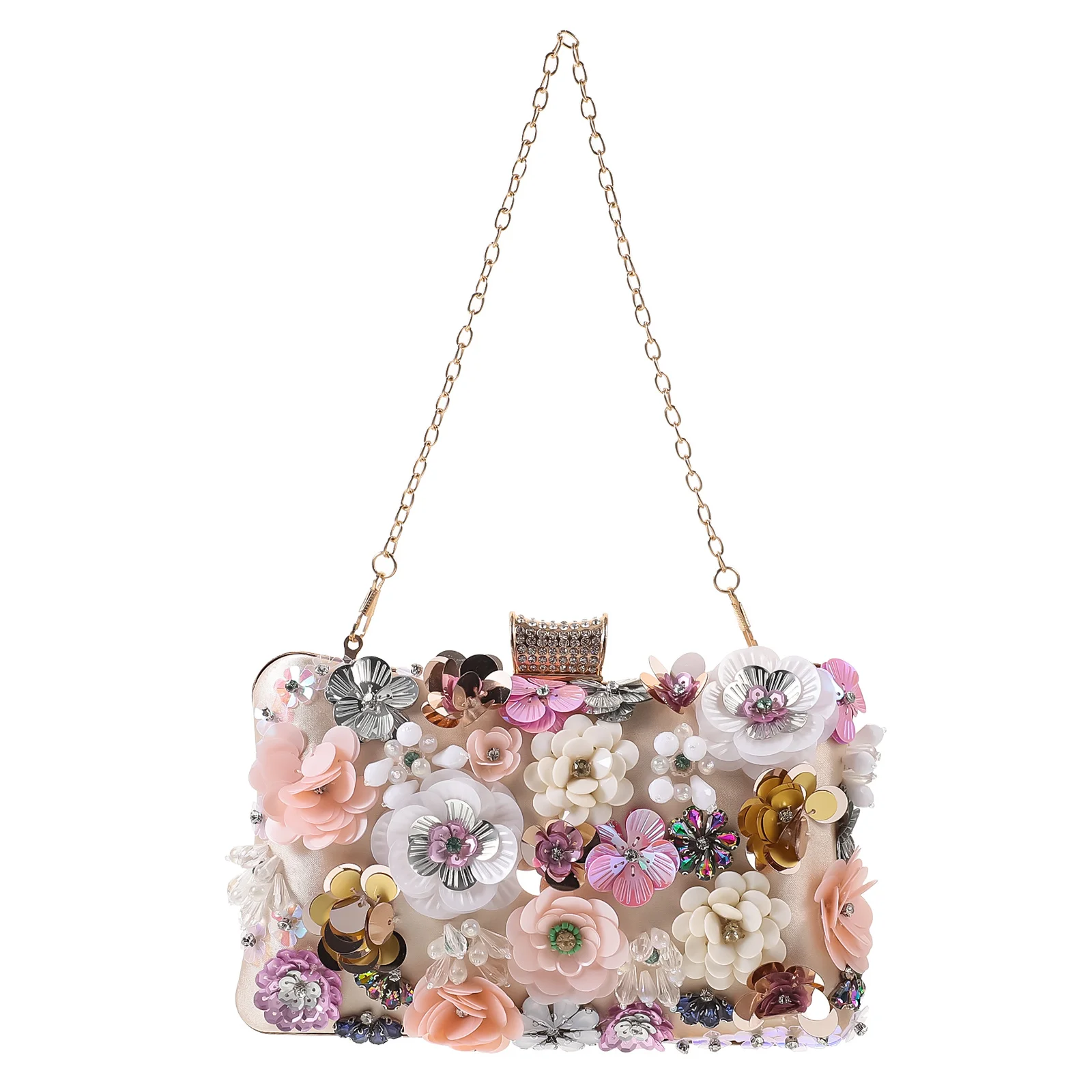 حقيبة سهرة ملونة مطرزة بالزهور، حقيبة يد أنيقة من الساتان على شكل زهرة مثالية لحفلات الزفاف وحفلات التخرج وحقيبة يد نسائية