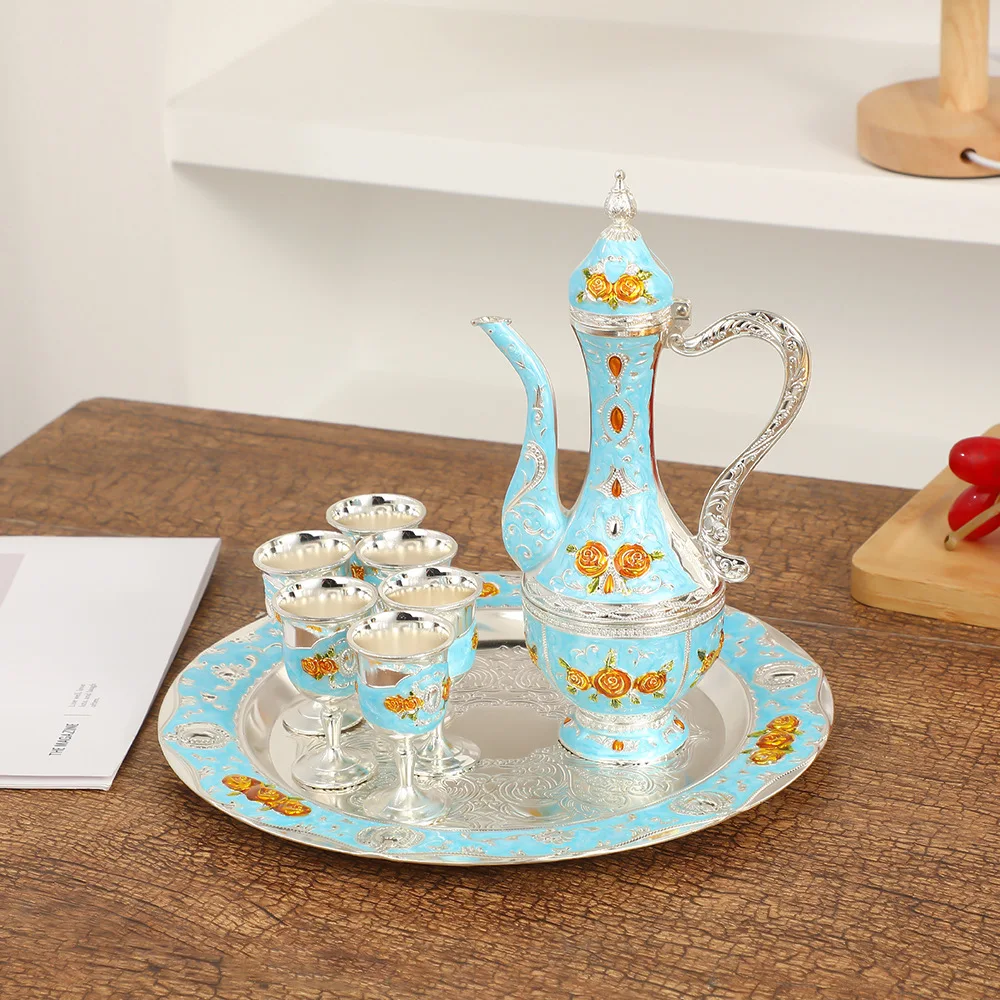 8pcs Wine Set Silver Plated Kiddush Cup Nickel Plated Wine Cup with Saucer Jewish Shabbos Goblet Passover for Havdalah Passover