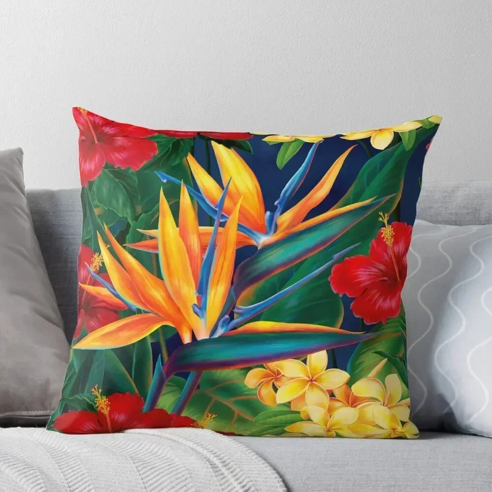 

Tropical Paradise Hawaiian Birds of Paradise Illustration Throw Pillow bed pillows Decorative Sofa Cushions pillow