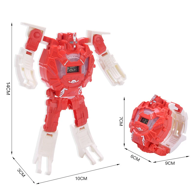 1 Stuks Leuke Transformatie Licht Up Horloge Robot Speelgoed Kinderen Elektronisch Horloge Transformeren Horloge Speelgoed Kinderen Verjaardagscadeau