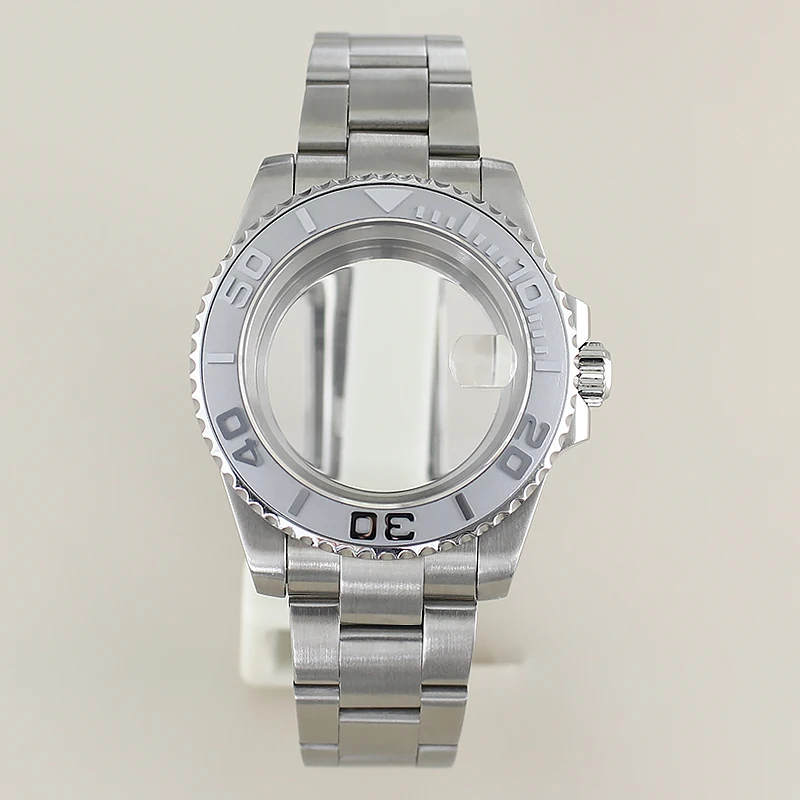 

40mm 316L Case NH35 Watch Accessories Bracelet Sapphire Crystal For Seiko NH35 NH36 Miyota8215 2824 Movement Silvery YACHT Bezel