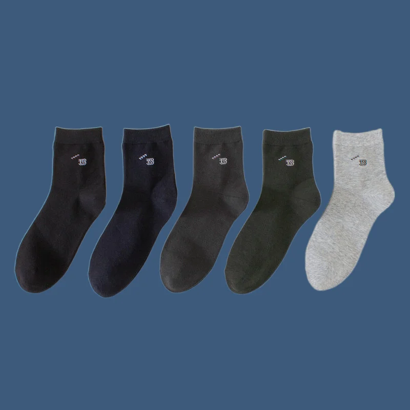 5/10 Pairs Sweat-Absorbent Men's Socks Mid-Tube Socks Simple Casual Socks Mid-Tube Autumn and Winter Socks Combed Cotton Socks