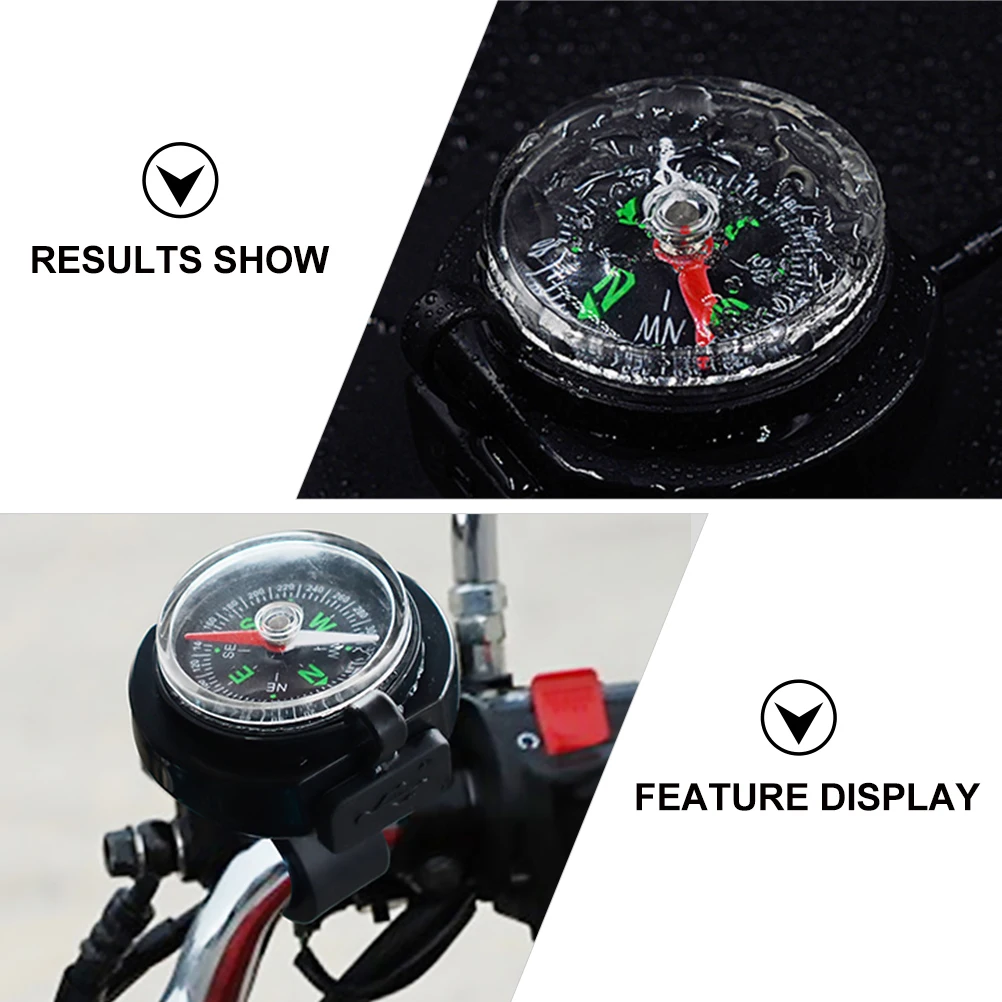 

2Pcs Electric Motorcycle USB Handlebar Motorcycle Chargers Black 2in1 Compass Waterproof Fast Charging Device ABS