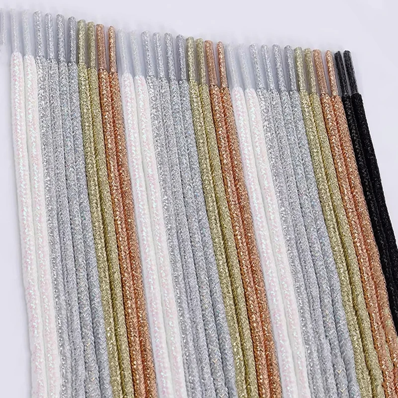 Gold Silver Silk Round Shoelaces Fashion Shiny Shoelace Sneakers Canvas Shoes Shoe Laces 100cm/120cm/140cm/160cm