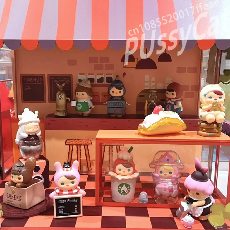 PP Pucky Rabbit Cafe Series Coffee Shop Blind Box  Anime Figure Cute Bunny Ornament Toys Action Figures Birthday Gifts