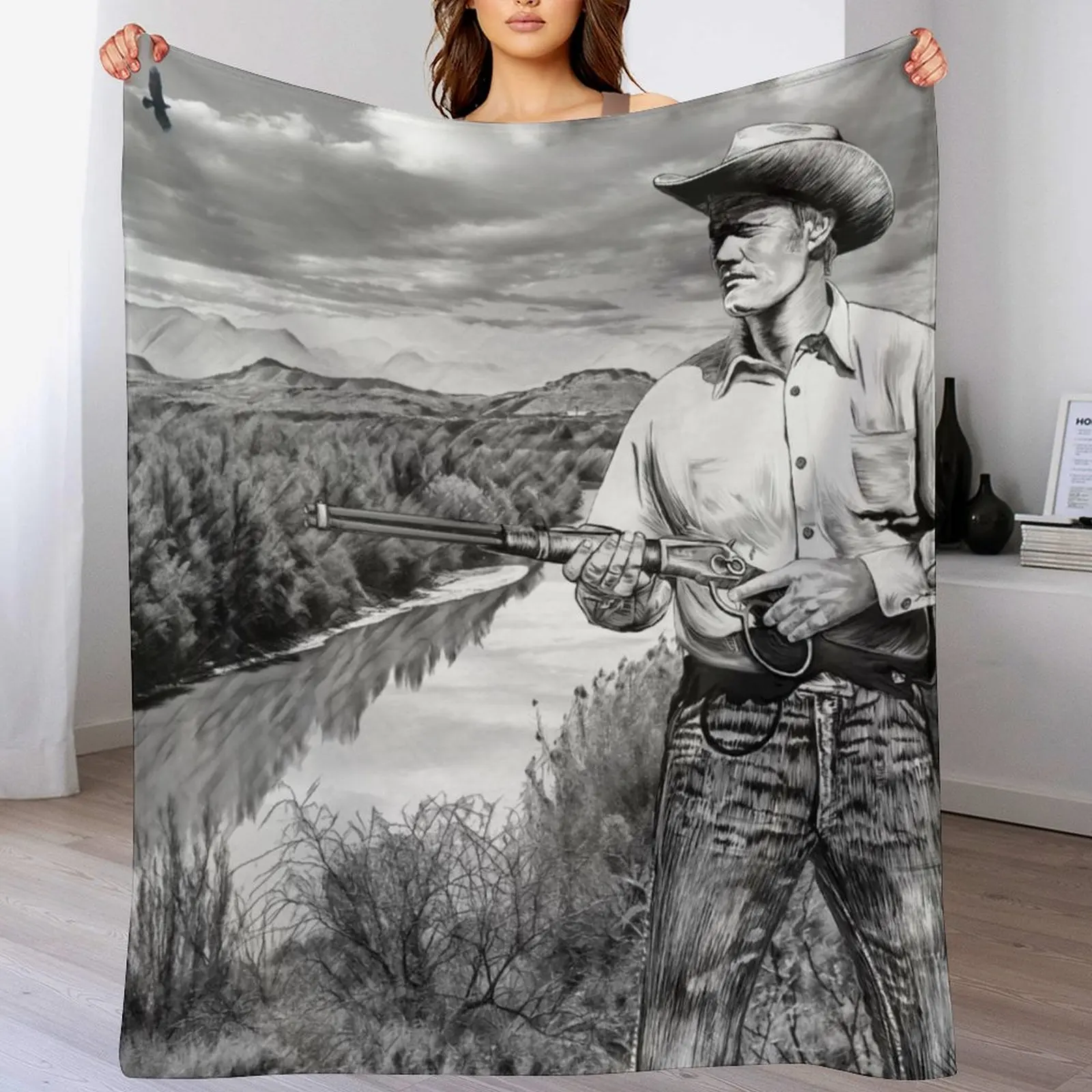 

The Rifleman Chuck Connors Throw Blanket wednesday Bed Fashionable Weighted Softest Blankets