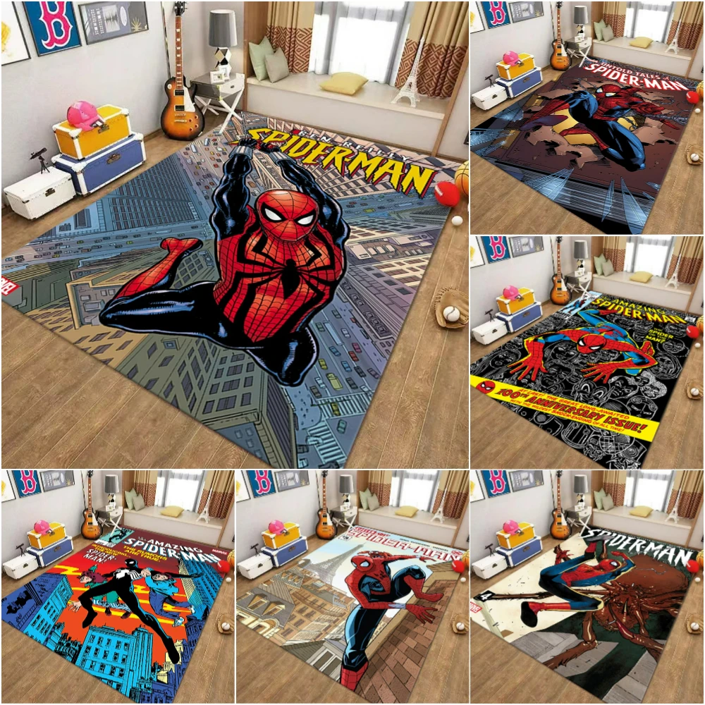 Alfombra MINISO Retro de cómic estilo SpiderMan para decoración para sala de estar, dormitorio, cabecera, área de ocio, felpudo, regalo para fanáticos