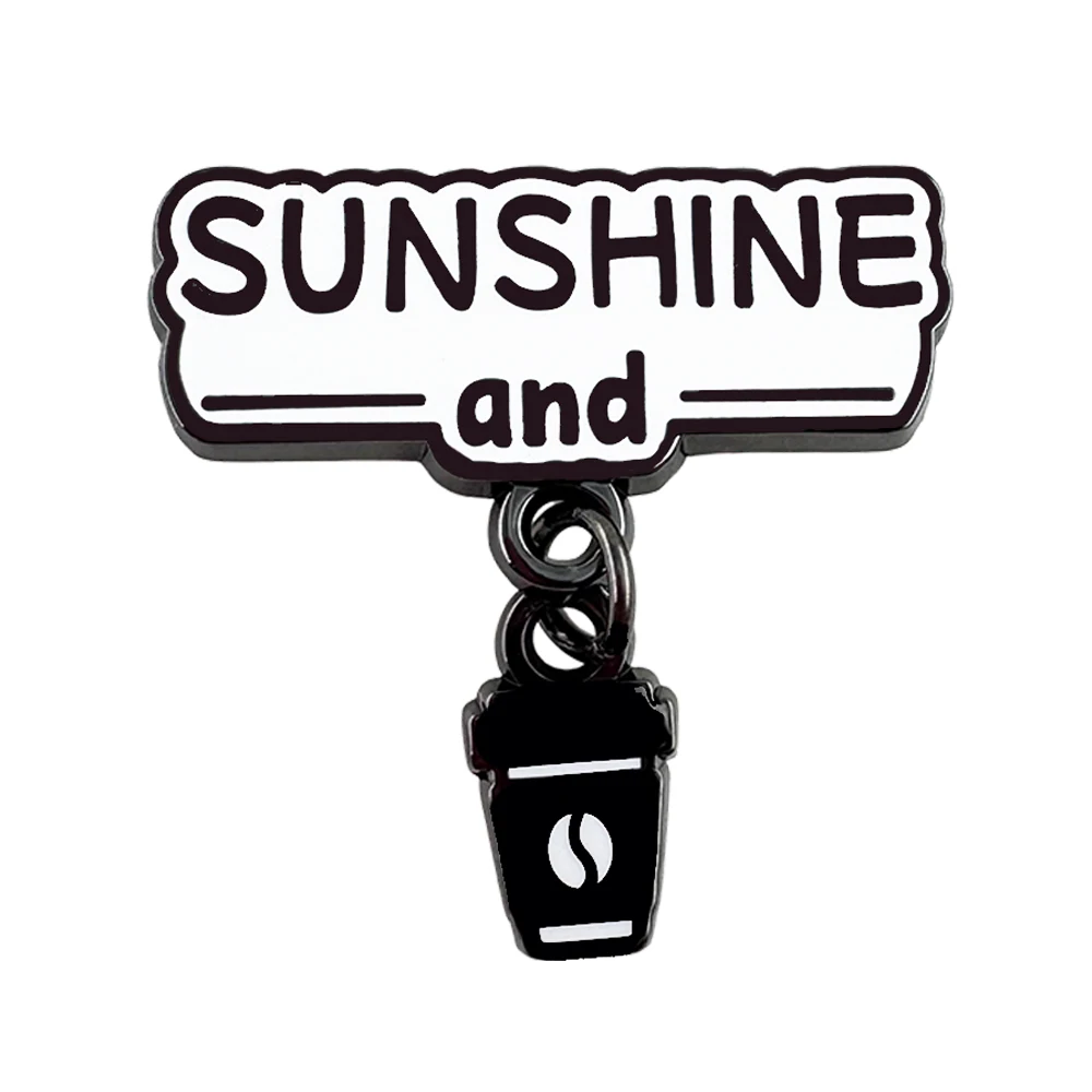 Sol e café esmalte pino relaxado estilo de vida lapela broche bonito vibrações da manhã pingente amantes do café presente férias crachá acces
