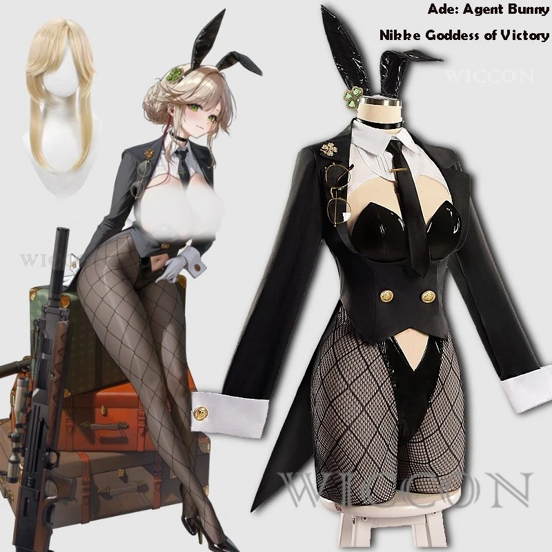 

GODDESS OF VICTORY: NIKKE Ade Agent Bunny Girl Cosplay Costume Adults Black Sexy Onesie Expo Uniform Halloween Women