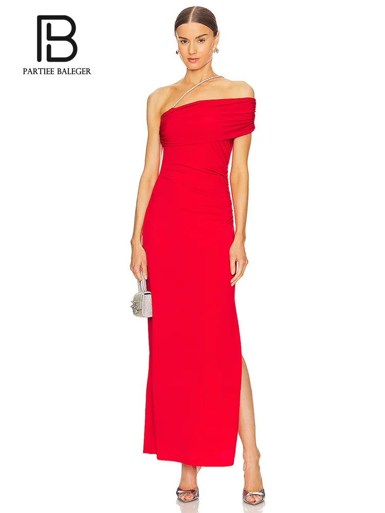 

PB 2024 Autumn Off the Shoulder Slim Long Dress Celebrity Red Carpet Evening Party Celebrate Dress Vestidos