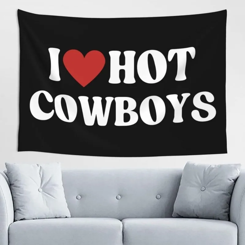 VIKAMA Hot Cowboys Tapestry, American Western Spicy Girl Wall Art for Bedroom Living Room