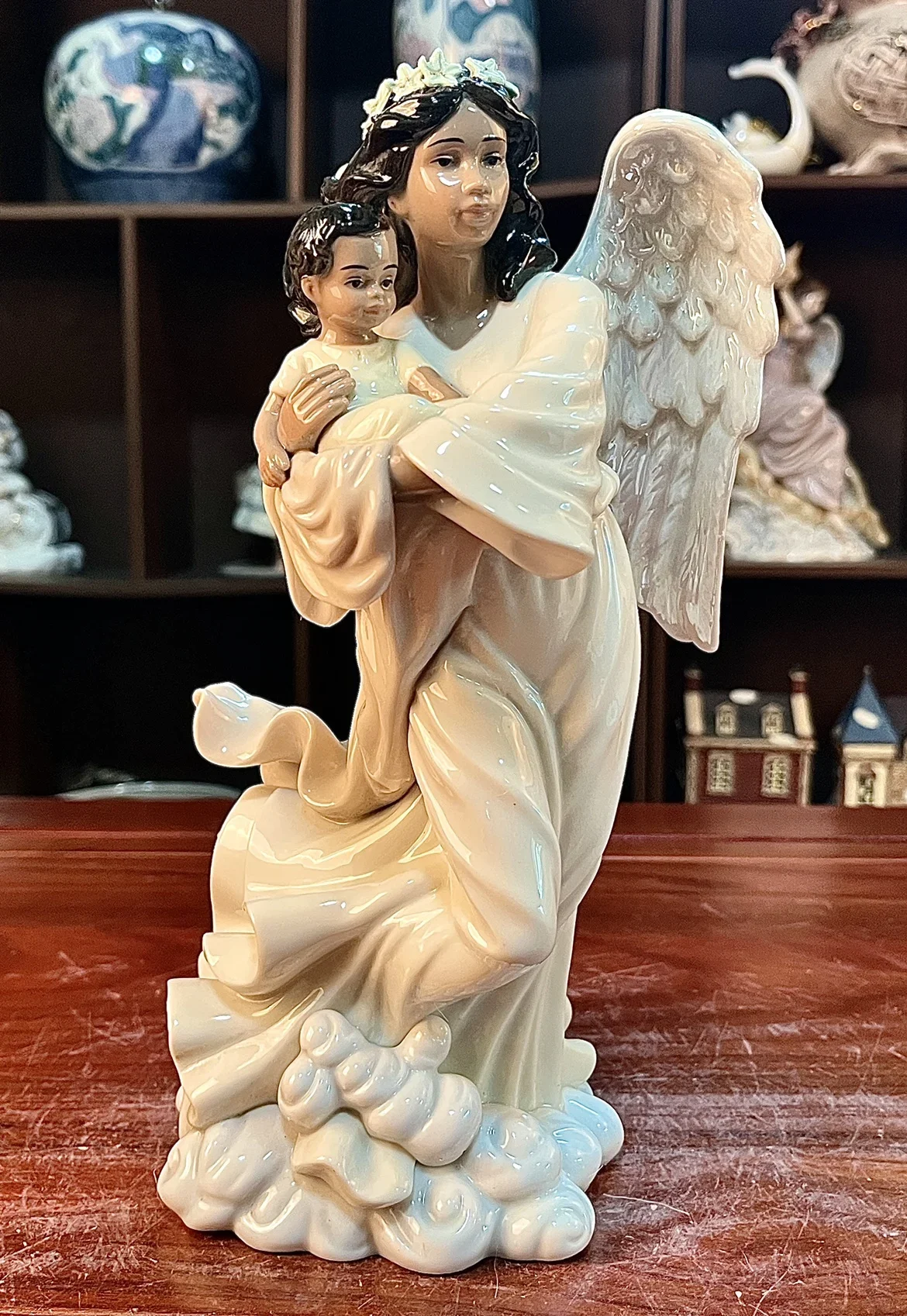 Art Collection Hand-painted Ceramic Crafts Angel And Kid Figurines Angel sculpture New Born Baby Gift Home Decoration