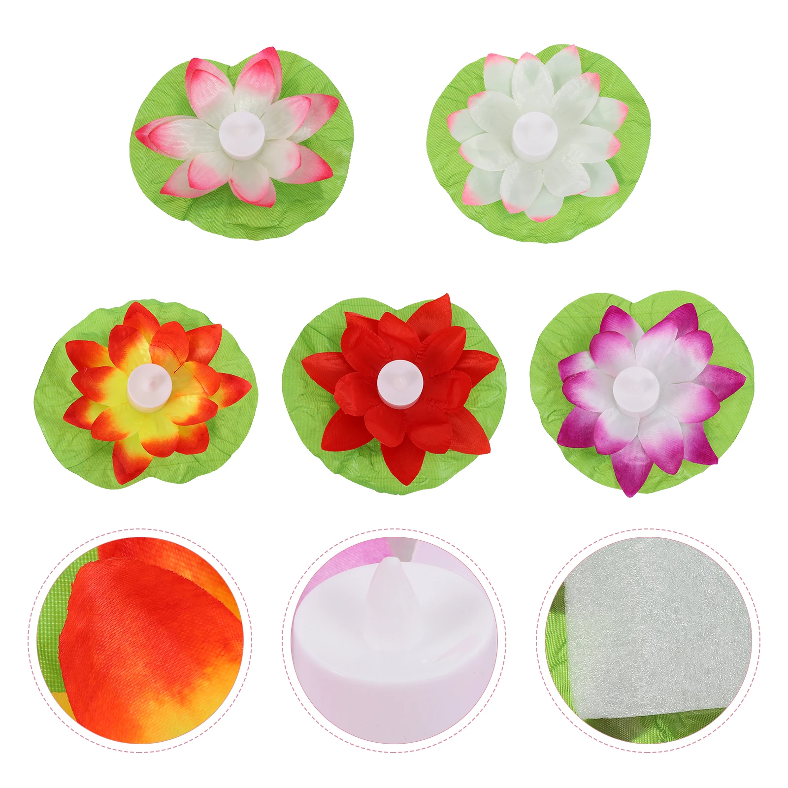 

5 Pcs Electronic Lotus Lamp Decoration Candles Mini Diwali Lightings LED Lights Auspicious Electric Lamps Spring Festival Solar