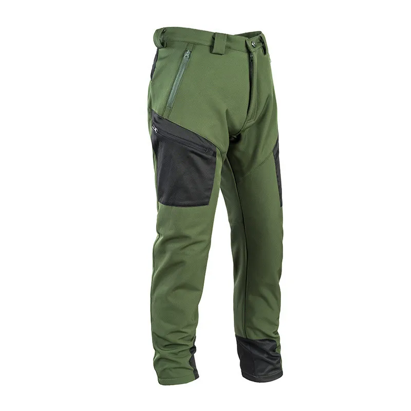 

Fleece Tactical Cargo Pants Mens Soft Shell Elasticity Color Block Warm Combats Overalls Thicken Multiple Pockets Male Trousers