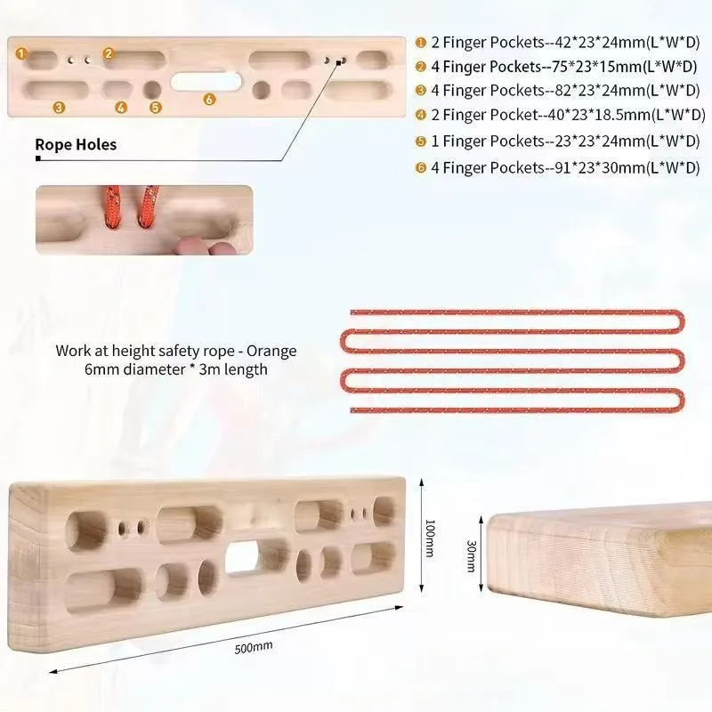 Climbing Fingerboard Strength Rock Board Portable Pull-up Rock Climbing Hangboard Grip Strengthener Climber Forearm Exerciser