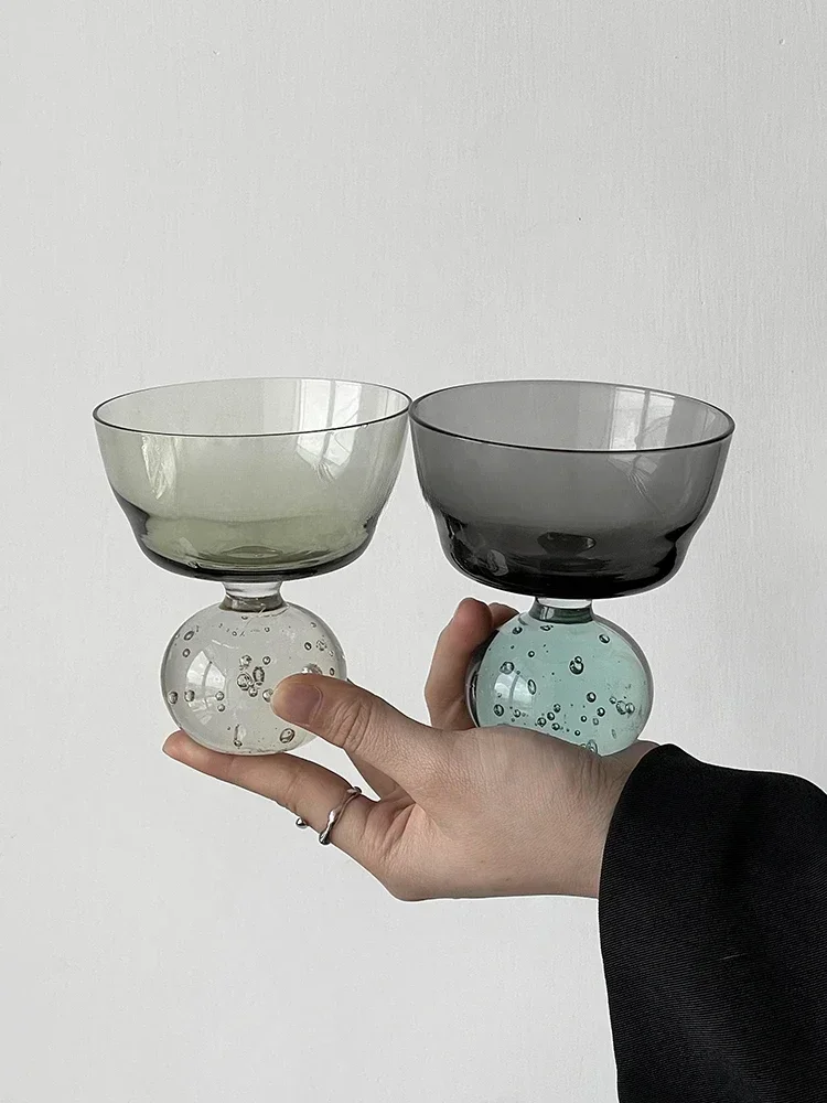 

Светло-зеленый пепельно-пузырьковый базовый стеклян в стиле ретро с высококачественным коктейльным стеклом из дутого стекла ручной работы