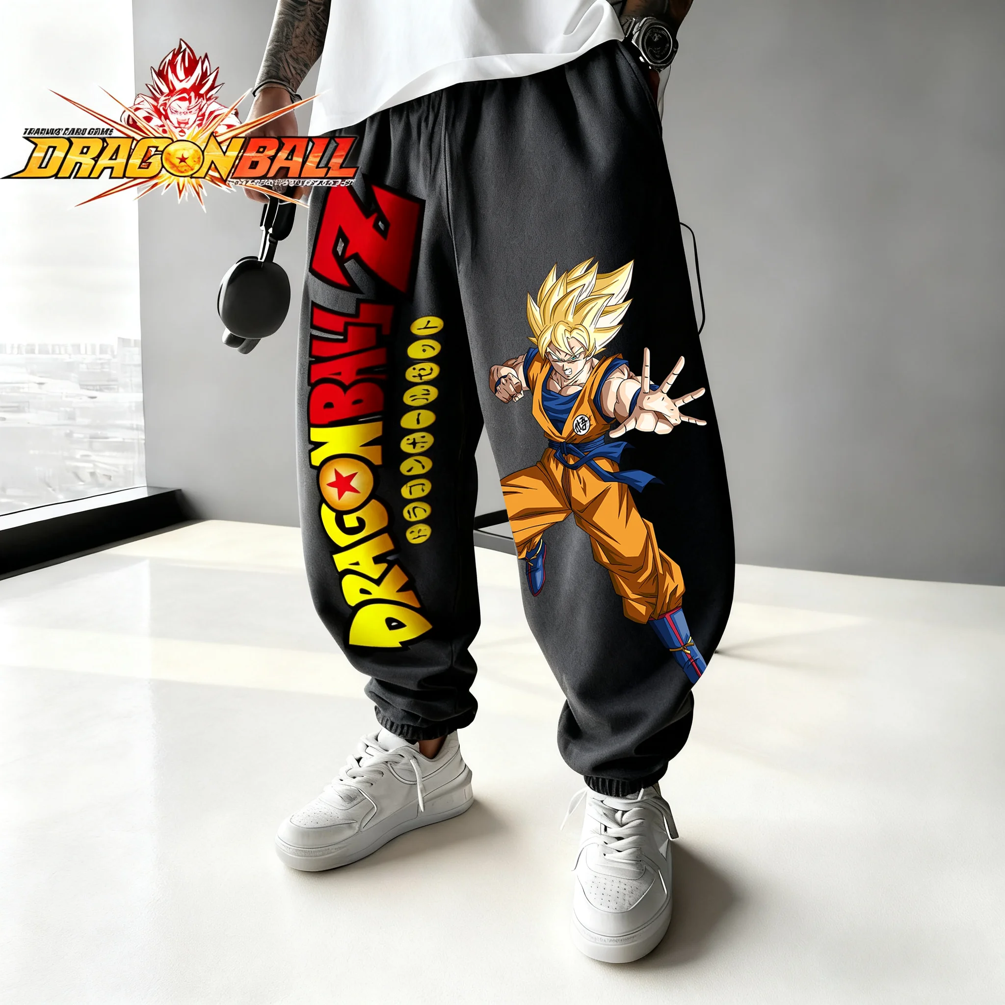 

2025 Autumn/Winter Japan Anime Dragon Ball Super Saiyan Son Goku Cotton Print Sweatpants Trendy Men Street Fashion Cuff Pants