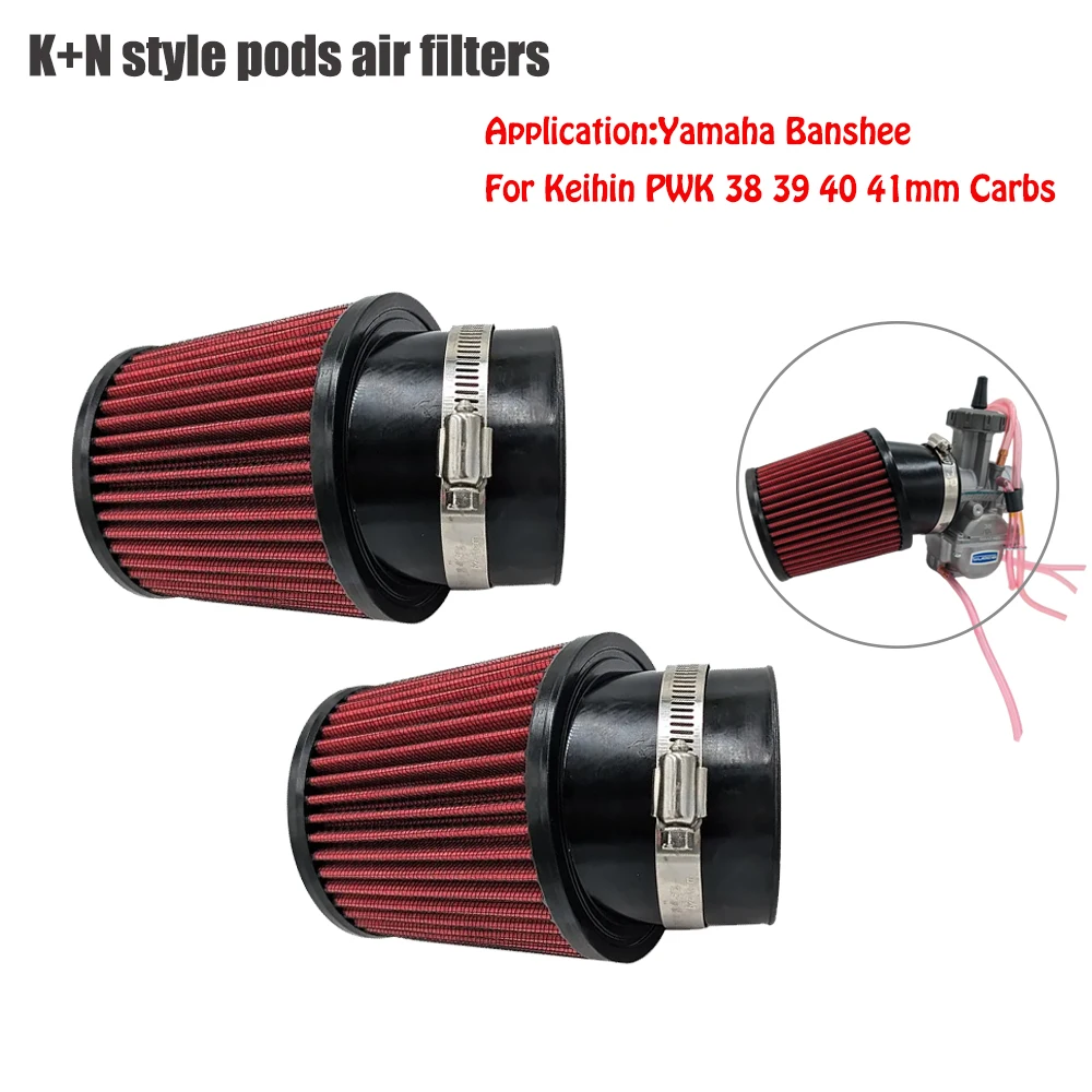2 Pcs K+N Style Pods Air filters For Keihin PWK 38mm 39mm 40mm 41mm Carbs For Yamaha Banshee 350 YFZ350 Filtro De Aire Moto