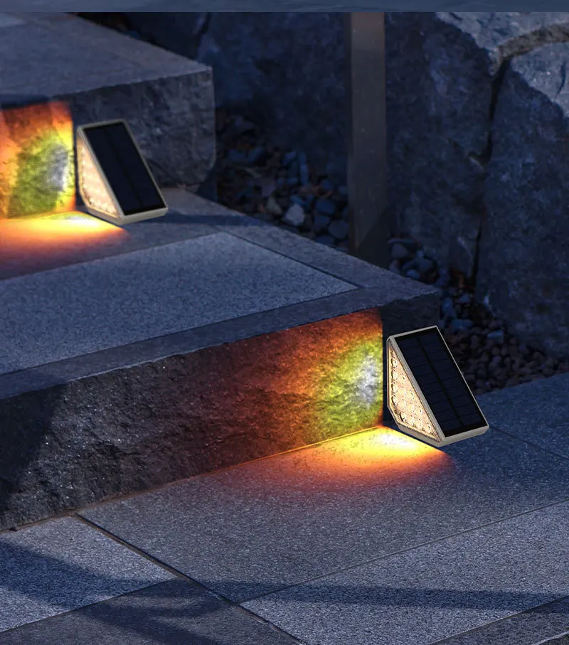 Solar Step Light Waterproof IP 65 LED Foot Outdoor Lamps Staircase Human Body Sensing Trail Lighting Courtyard Park Decoration