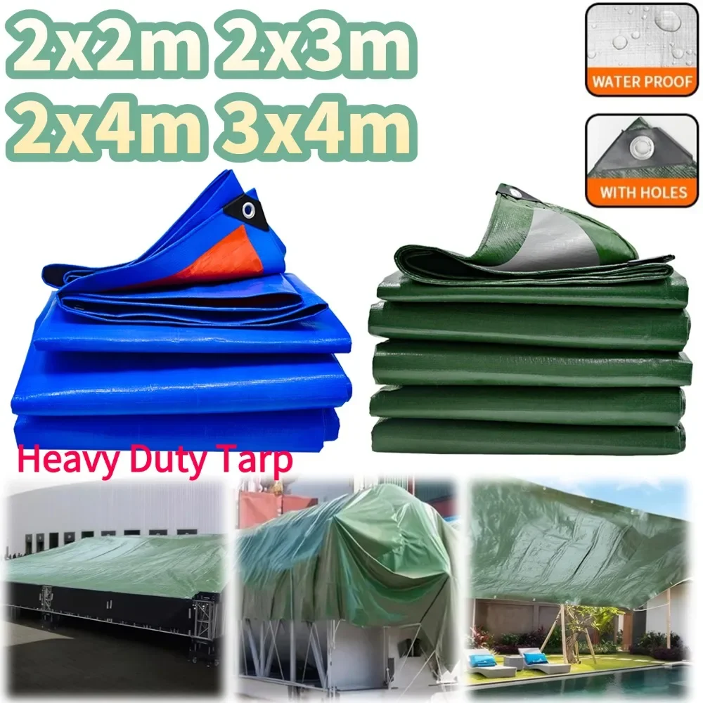Lona 2 × 3m 2x4m 3 × 4m impermeable verde plata cubierta de lluvia lona dosel toldo bloque Uv toldo de coche Camping pesca sombrilla