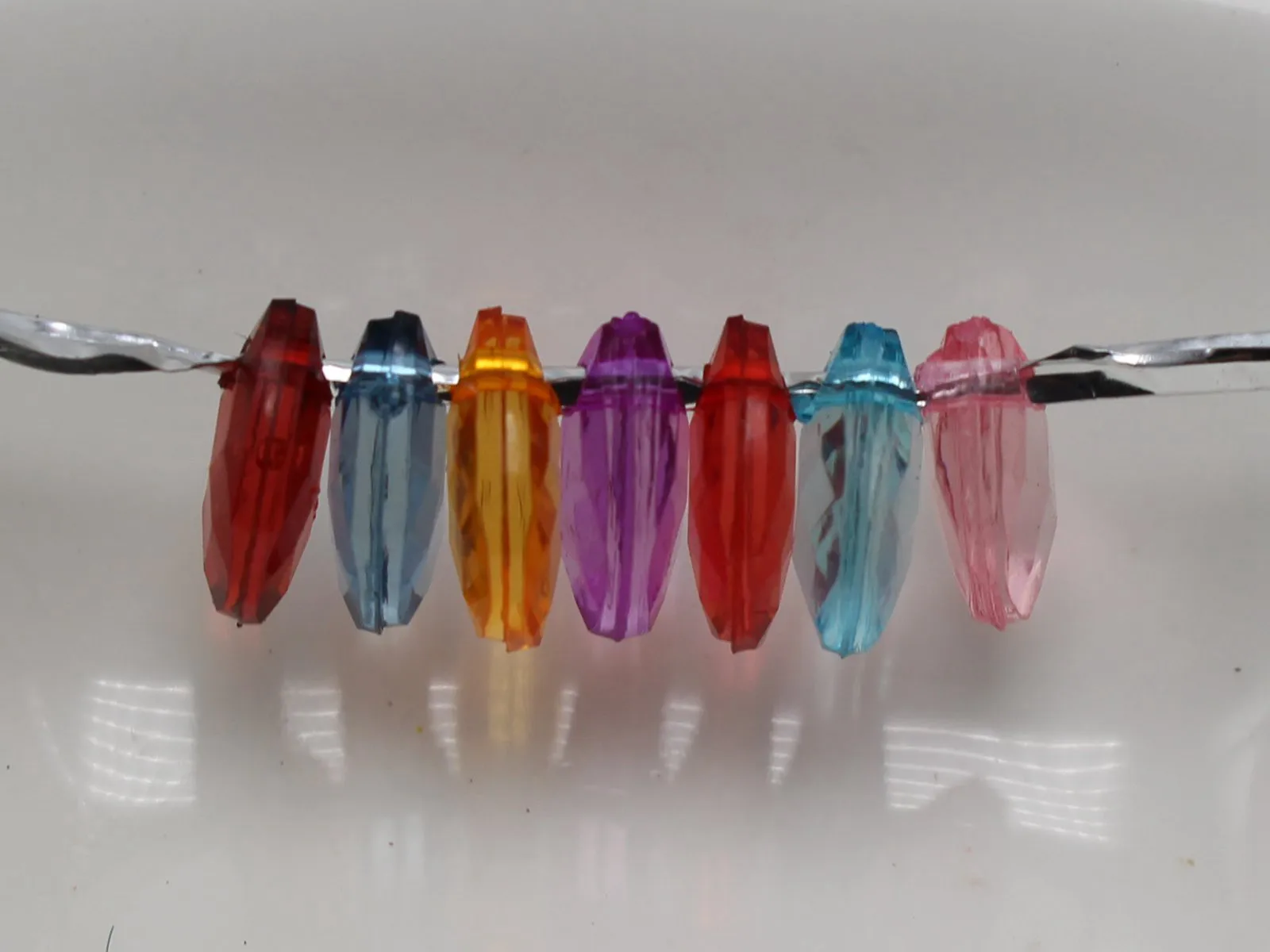 200 Mixed Color Clear Transparent Acrylic Faceted Teardrop Charm Pendants 10X8mm