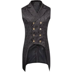 Mens Gothic Steampunk Double Breasted Vest Brocade Waistcoat, Casual Jackets and Coats, For Daily Wear, Halloween Stage, Party