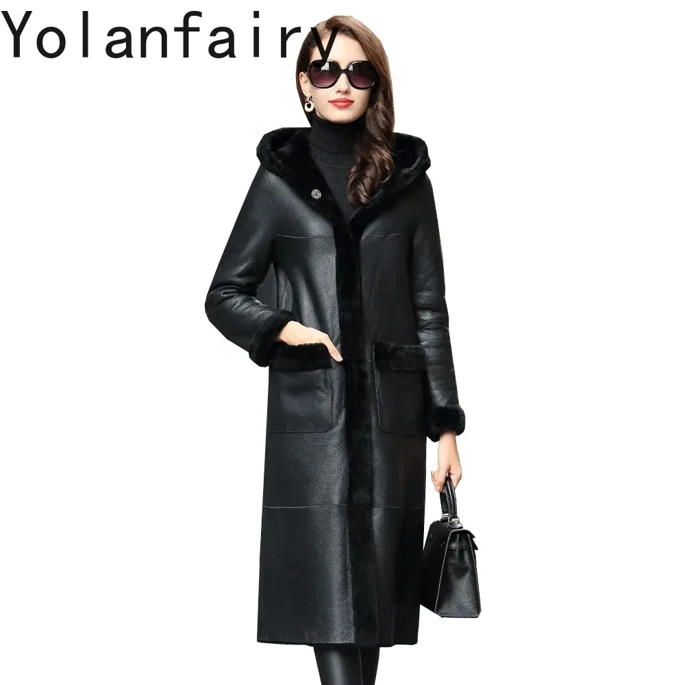 YOLANFAIRY Natural Real Fur Coat Women Clothes Sheep Shearing Wool Jacket Parka Real Fur Real Leather Jacket Women TOTGG6669 YY2