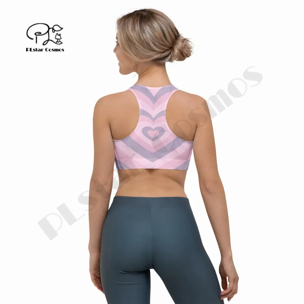PLstarCosmos Newest 3DPrint Plaid Heart Y2K Yoga Sport Bra With Chest Pad Cup Fitness Gym Cozy Unique Women Vest Running Hot Top