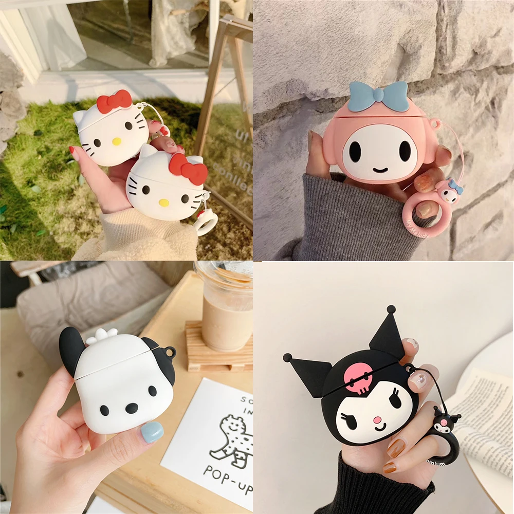 Japanese Anime Silicone Case For Apple Airpods 2 1 Pro Cute Soft 3D Cute Cartoon Soft Wireless Bluetooth Headphone Cover fundas