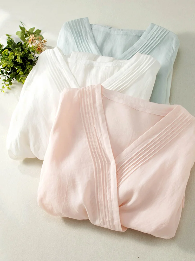 Vestido largo Retro de lino y aodón con cintura pada y cuello en V para mujer, falda acampanada a la moda de verano, ves...