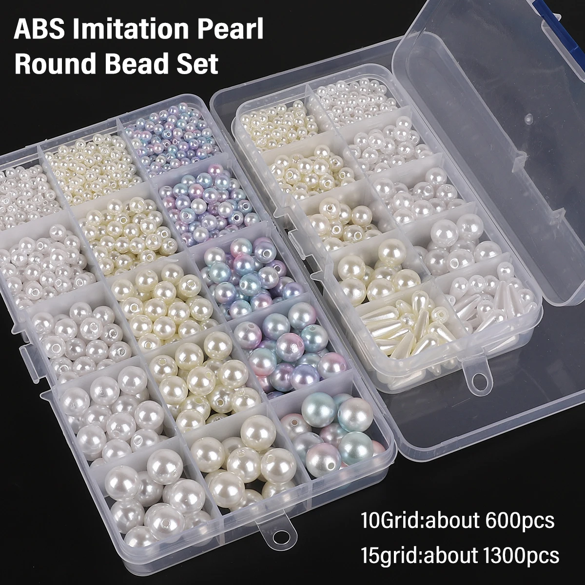 

ABS Imitation Pearl Beads Multi-Size Round Bead Set With Hole For Handmade DIY Crafts Making Sewing Garment Decoration Beads