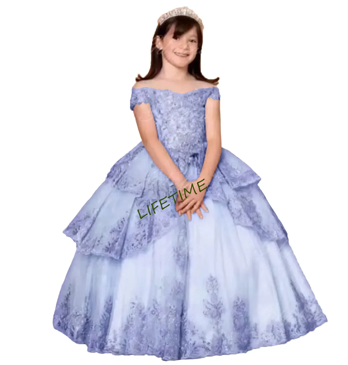 CustomTulle Blumenmädchenkleider für Hochzeit Kleinkinder Perlenapplikationen Kurze Ärmel Geburtstagsfeier Ballkleid Prinzessin Festzug Dr