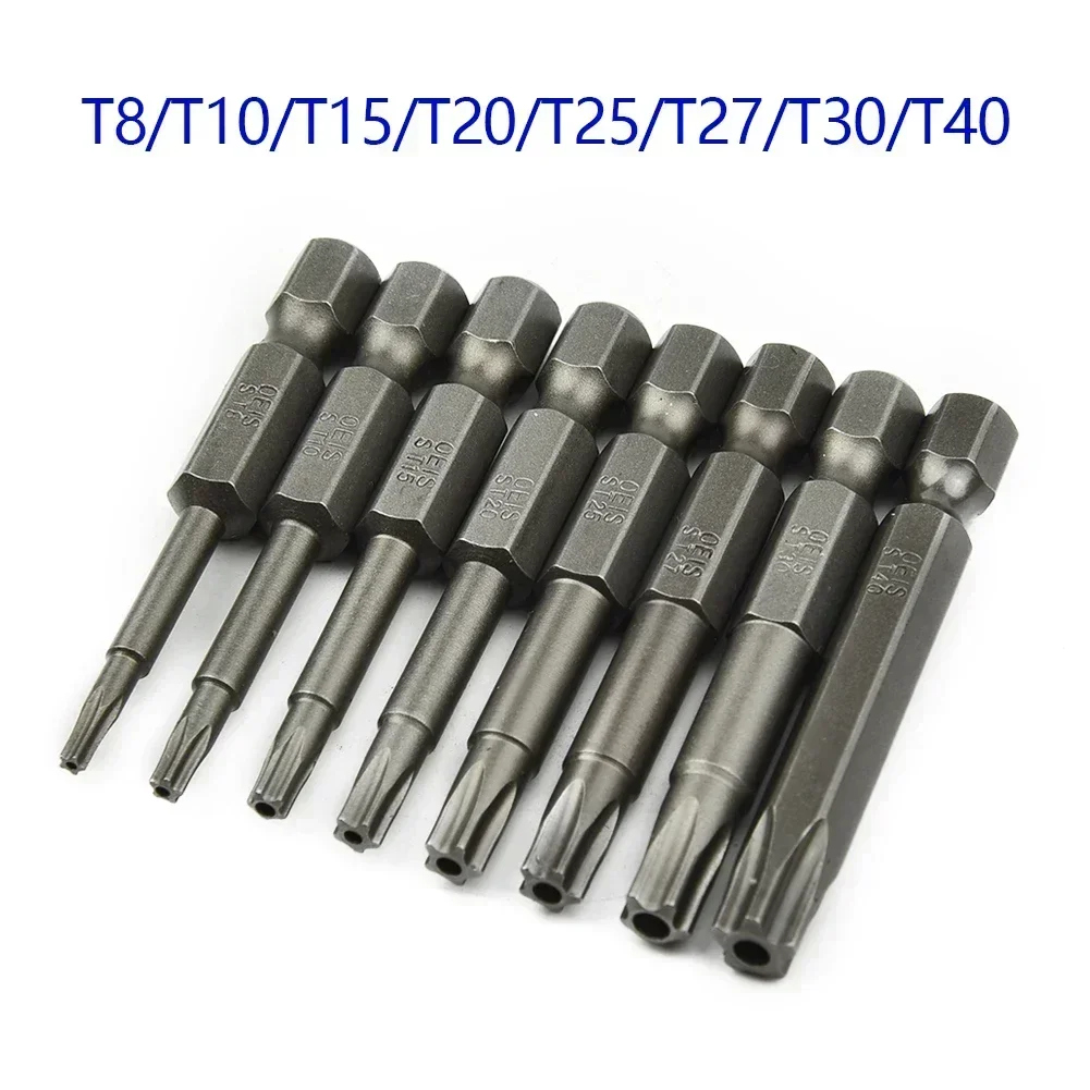 

Screwdriver Bit For Manual Screwdrivers Heavy Duty Silver T8/T10/T15/T20/T25/T27/T30/T40 Five-point For Air Drills