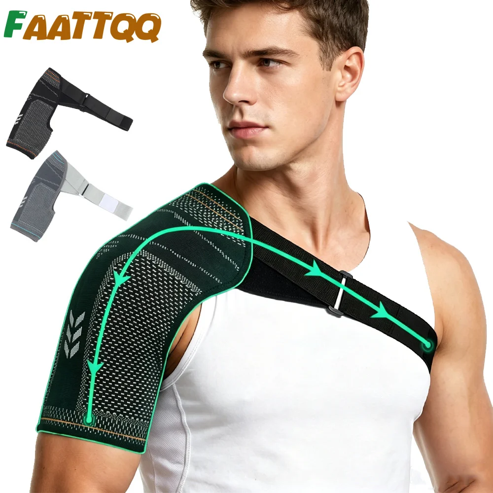Shoulder Brace, Adjustable Knit Compression Shoulder Sleeve Stabilizer, Fits Left Right Shoulder for Running, Basketball, Gym