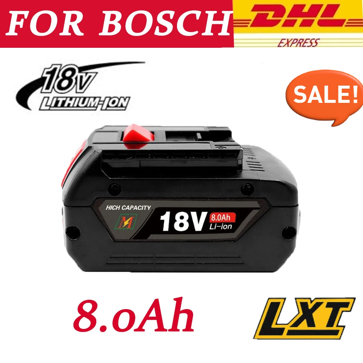

100% Original 18V 8.0Ah Battery for Bosch Electric Drill 18V Rechargeable Li-ion Battery BAT618G BAT609 BAT609G BAT614 Charger