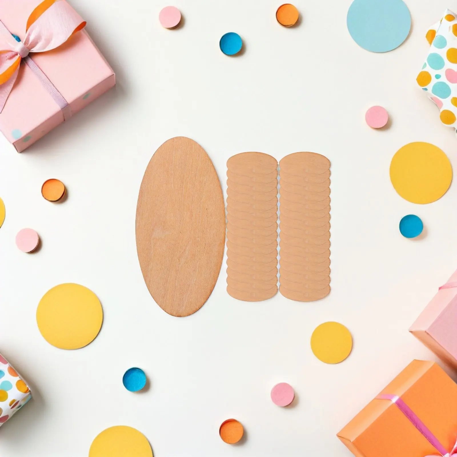 

50Pcs Oval Wooden Slices Unfinished Wood Chips DIY Blank Wood Pieces for Crafts Decorations Wooden Slices Oval Cutouts