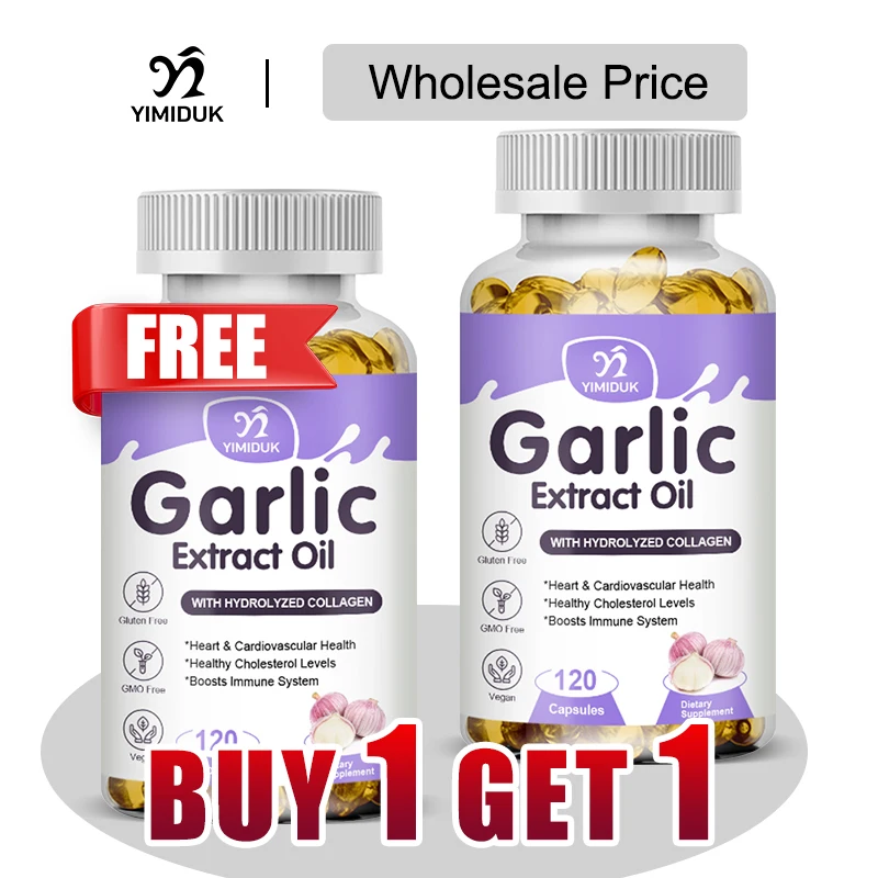 

Buy 1 Get 1 Free! Pure Garlic Extract Oil Supplement, for Heart Health, Cholesterol & Blood Pressure, Immune System Booster
