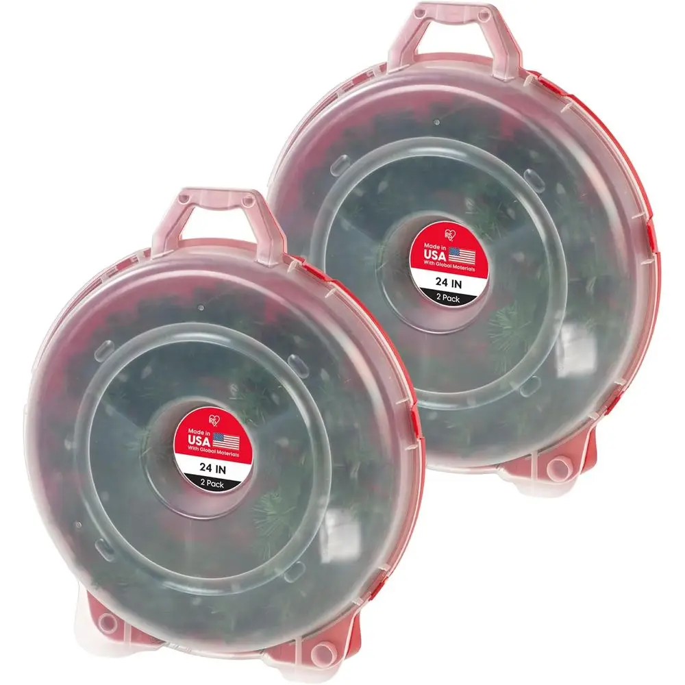 

24" Wreath Storage Container With es and Handle, 2 Pack, or day Garland/Wreath, day Decorations, and Heavy Duty, Portable, High